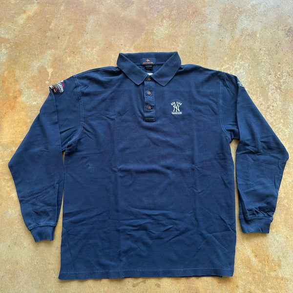 New York Yankees World Series Long Sleeve Henley Shirt 00's - L