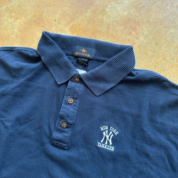 New York Yankees World Series Long Sleeve Henley Shirt 00's - L hover