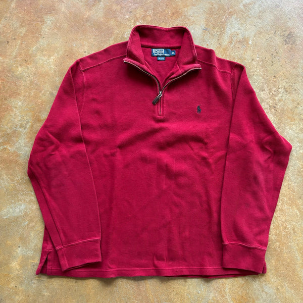 Polo Ralph Lauren Knit 1/4 Zip Sweater Red 90's - XL
