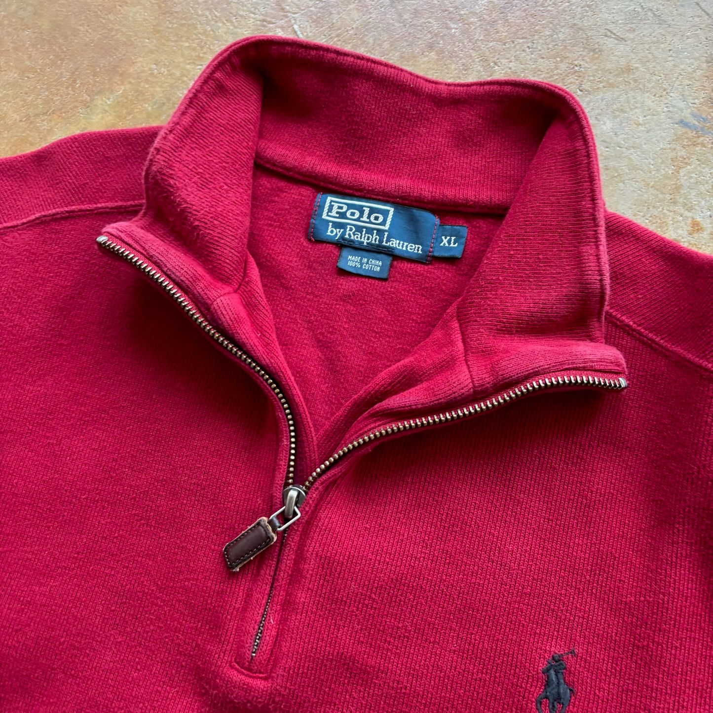 Polo Ralph Lauren Knit 1/4 Zip Sweater Red 90's - XL