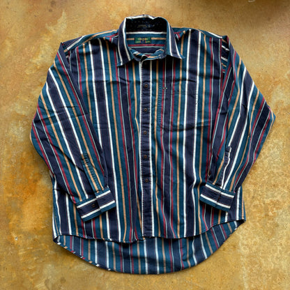 Colours Alexander Julian Striped Heavyweight Button Up Abstract Colorful 90's - XL