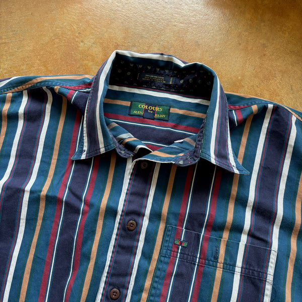 Colours Alexander Julian Striped Heavyweight Button Up Abstract Colorful 90's - XL hover