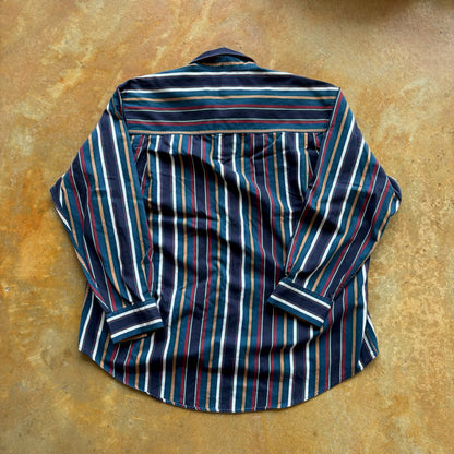 Colours Alexander Julian Striped Heavyweight Button Up Abstract Colorful 90's - XL