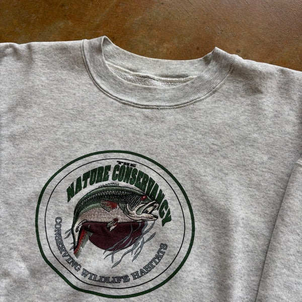 Nature Conservancy Nature Fish Bass Graphic Sweatshirt Crewneck 90's - XL hover