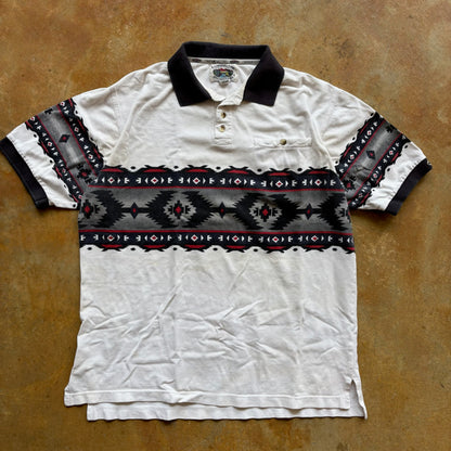 Cumberland Outfitters Aztec Pattern Polo Shirt Western 90's - L