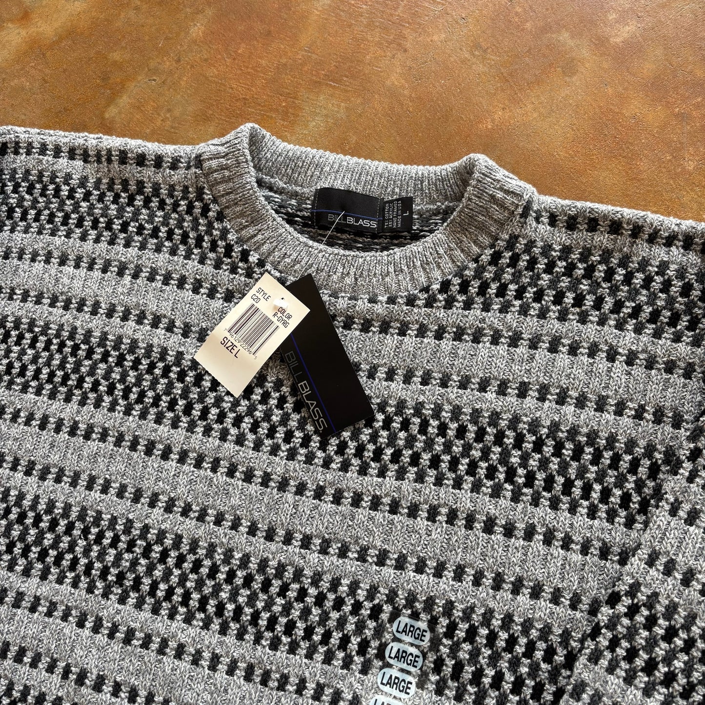 NWT Bill Blass Chunky Tight Knit Cosby Sweater Grandpa Heavyweight 90's - L