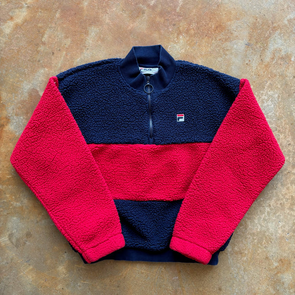 Fila Colorblock Fleece 1/2 Zip Jacket Fuzzy 90's - Womens L
