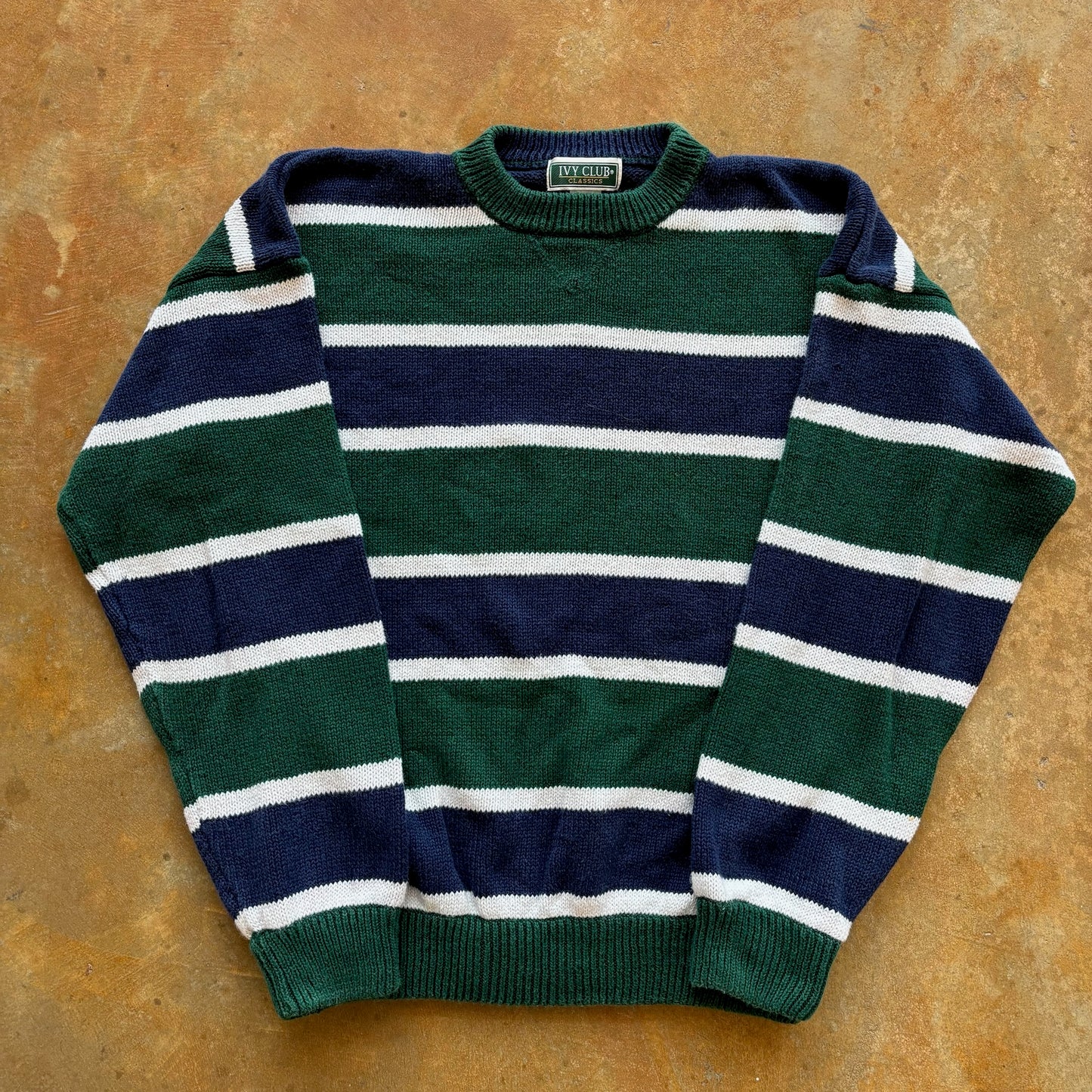 Ivy Club Classics Heavyweight Knit Striped Sweater Preppy 90's - L
