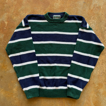 Ivy Club Classics Heavyweight Knit Striped Sweater Preppy 90's - L