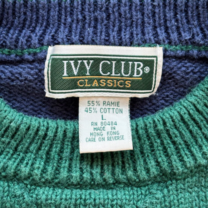 Ivy Club Classics Heavyweight Knit Striped Sweater Preppy 90's - L
