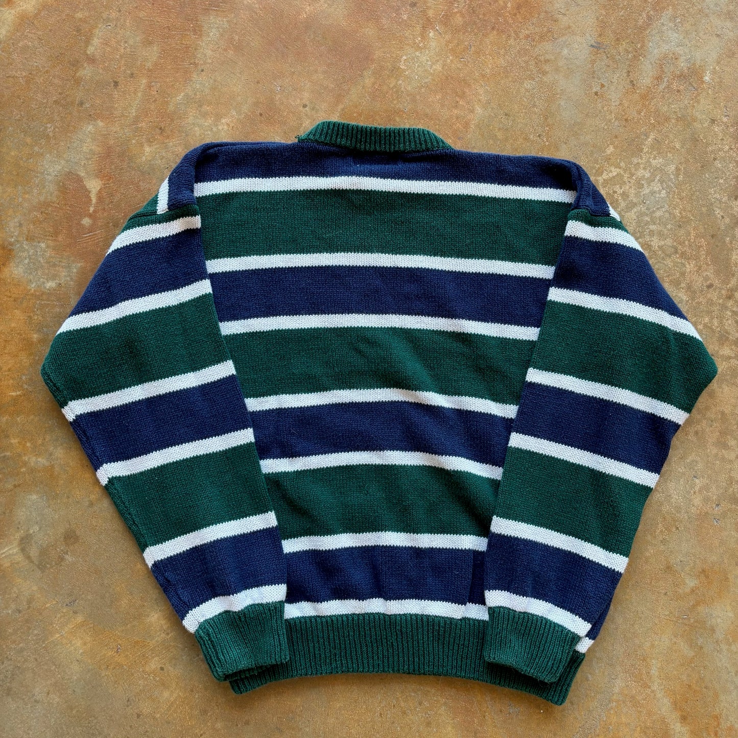 Ivy Club Classics Heavyweight Knit Striped Sweater Preppy 90's - L