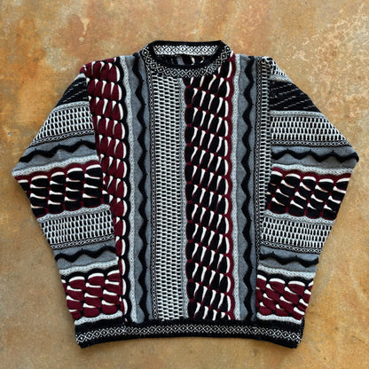 Textured 3D Abstract Cosby Coogi Style Sweater 90's - L