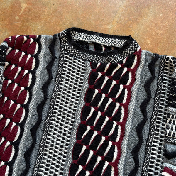 Textured 3D Abstract Cosby Coogi Style Sweater 90's - L hover