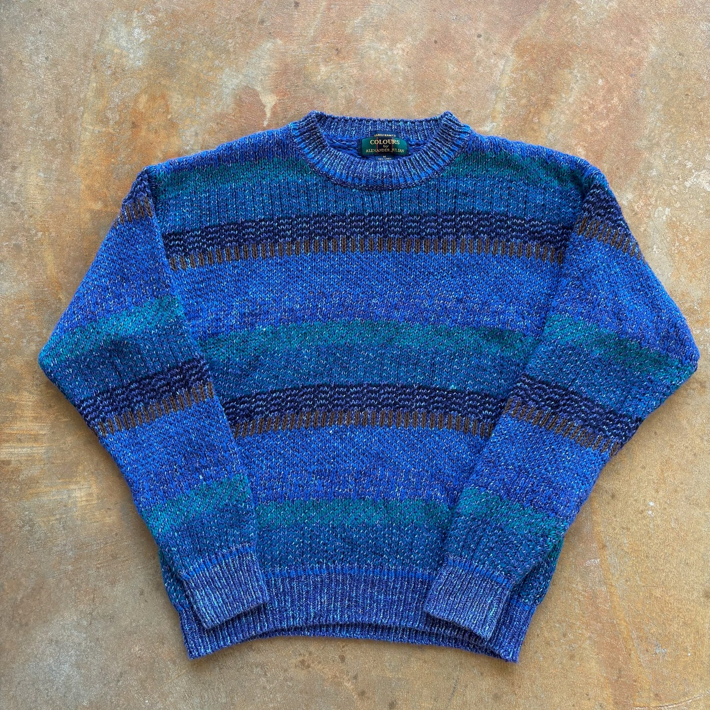 Colours Alexander Julian Heavyweight Knit Linen Blend Colorful Handframed Sweater 90's - S
