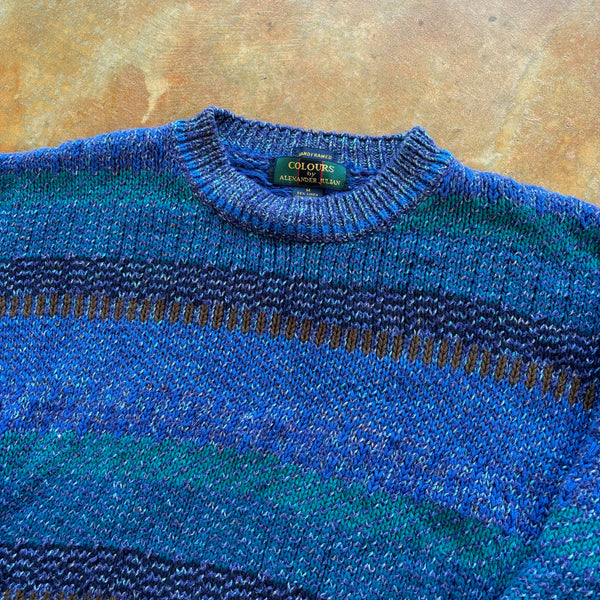 Colours Alexander Julian Heavyweight Knit Linen Blend Colorful Handframed Sweater 90's - S hover