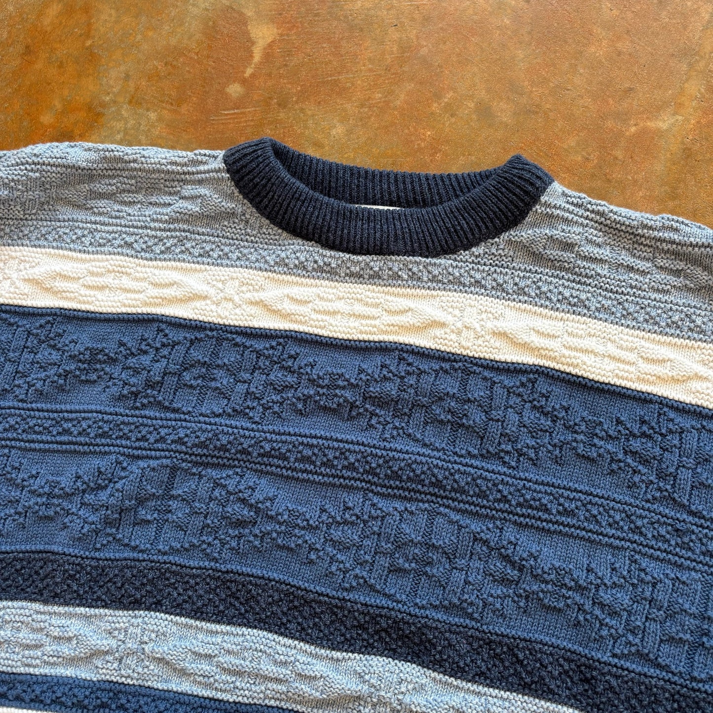 PDX Sportswear Striped Fair Isle Knit Heavyweight Sweater 90's - XL