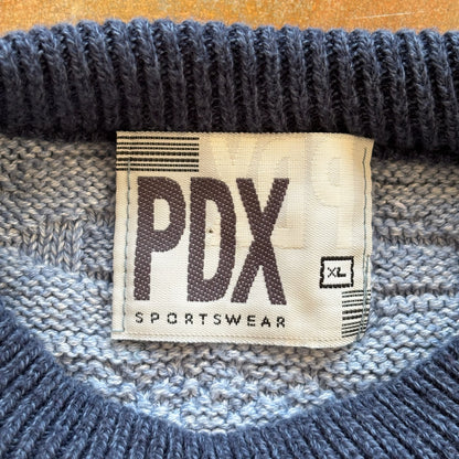 PDX Sportswear Striped Fair Isle Knit Heavyweight Sweater 90's - XL