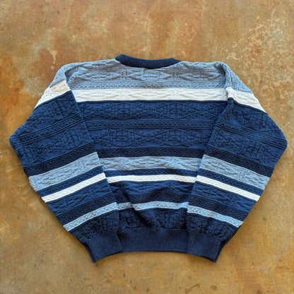PDX Sportswear Striped Fair Isle Knit Heavyweight Sweater 90's - XL