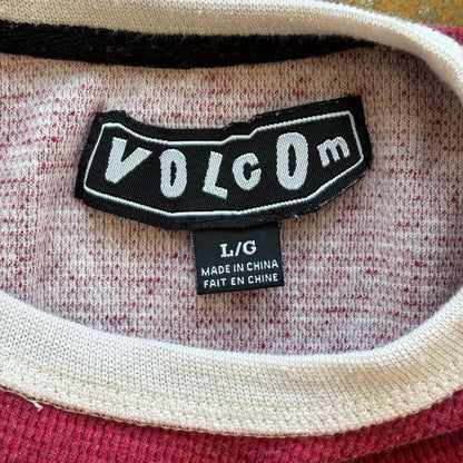 Volcom White Red Knit Logo Stone Pattern Skater Sweater 00's - S