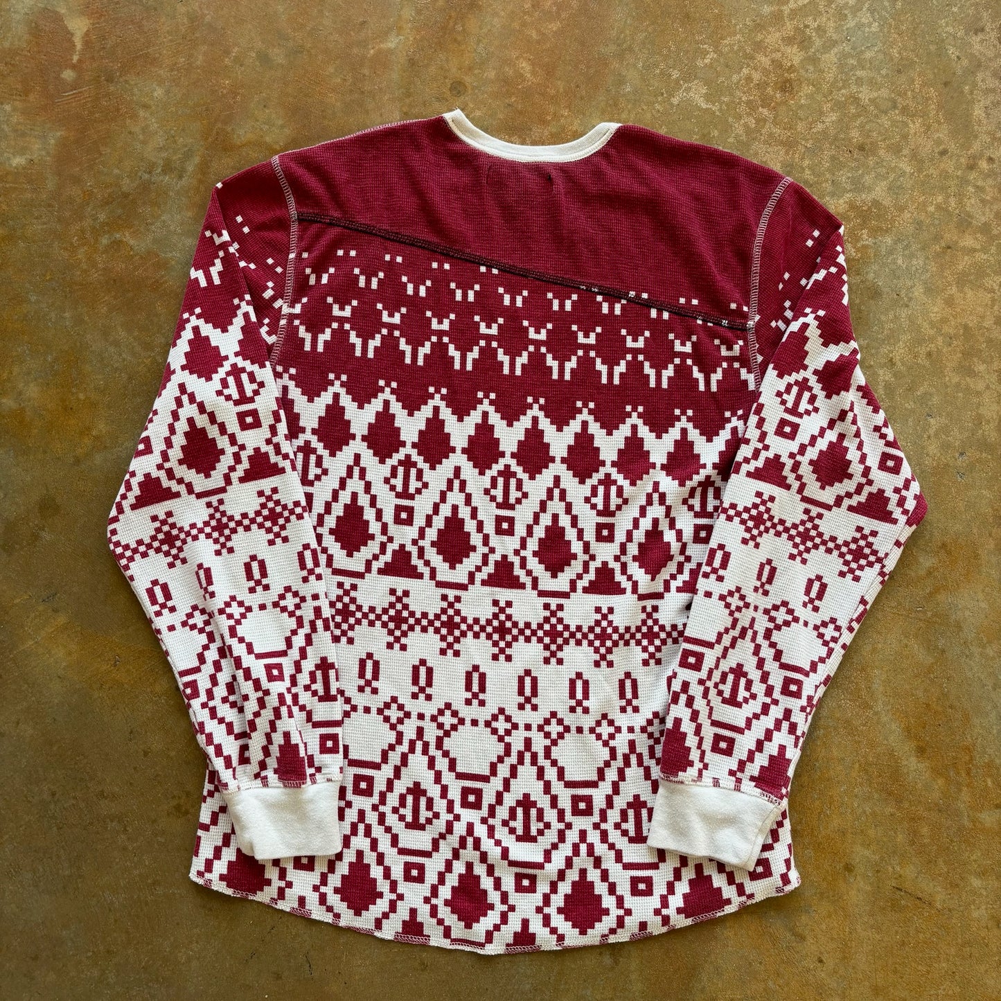 Volcom White Red Knit Logo Stone Pattern Skater Sweater 00's - S