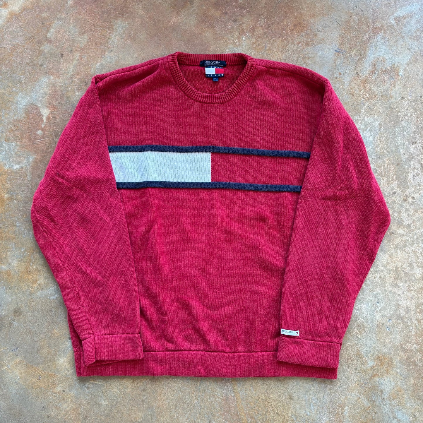 Tommy Hilfiger Big Flag Embroidered Heavyweight Knit Sweater 90's - XL