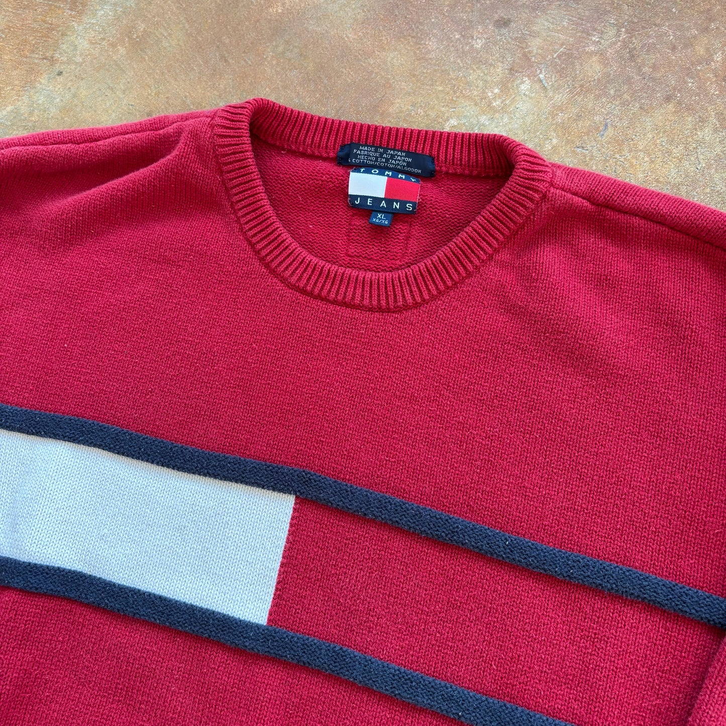 Tommy Hilfiger Big Flag Embroidered Heavyweight Knit Sweater 90's - XL