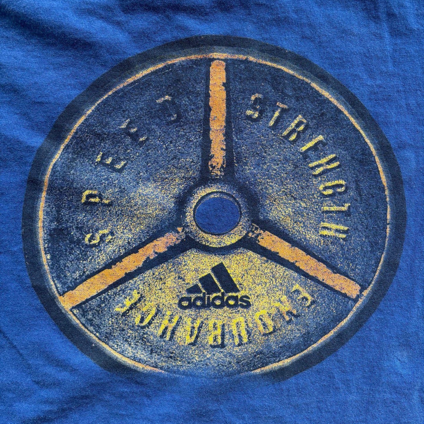 Adidas Weightlifting Workout Center Logo Double Sided Graphic Shirt 90's - L