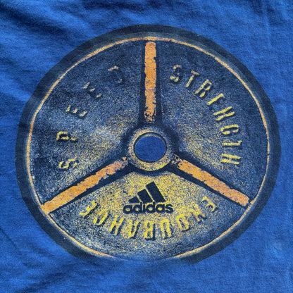 Adidas Weightlifting Workout Center Logo Double Sided Graphic Shirt 90's - L