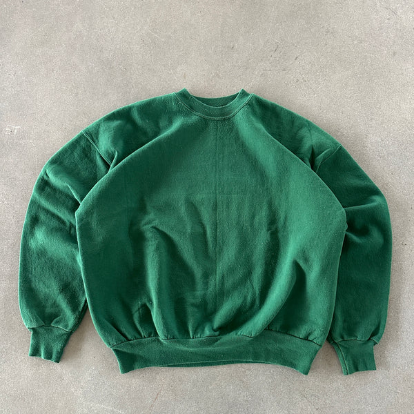 Hanes Blank Boxy Oversized Crewneck Sweatshirt Forest Green 90's - 2XL