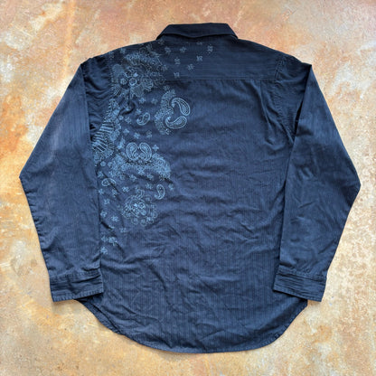 Billabong y2k Surfer Goth Script Style Button Up Shirt 00's - XL