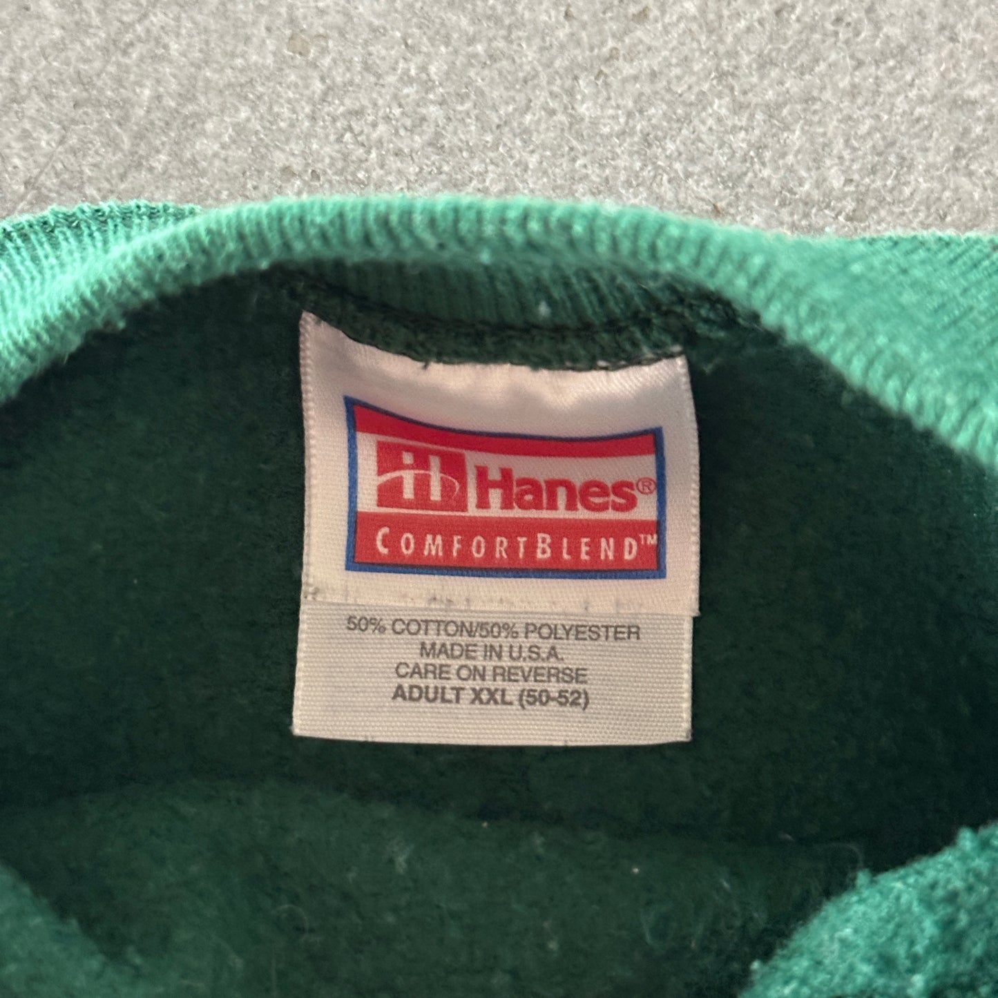 Hanes Blank Boxy Oversized Crewneck Sweatshirt Forest Green 90's - 2XL