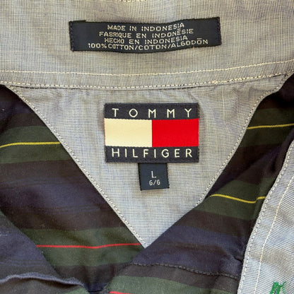 Tommy Hilfiger Striped Colorful Button Up Shirt 90's - L
