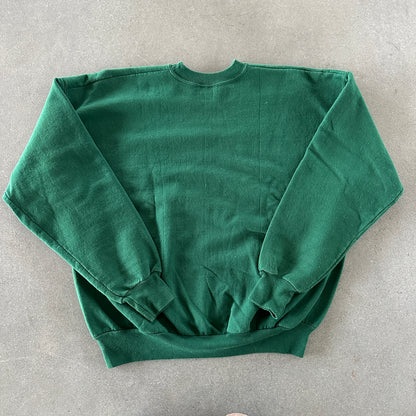 Hanes Blank Boxy Oversized Crewneck Sweatshirt Forest Green 90's - 2XL
