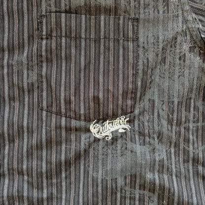 Quiksilver y2k Script Surfer Gothic Script Button Up Shirt 00's - XL