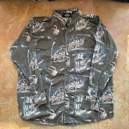 Redhead AOP Deer Button Up Long Sleeve Nature Shirt 00's - XL