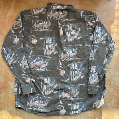 Redhead AOP Deer Button Up Long Sleeve Nature Shirt 00's - XL