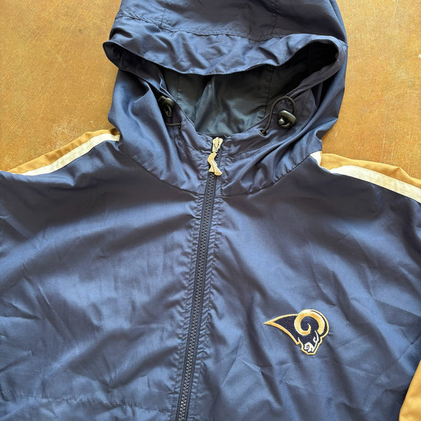 St. Louis Rams Spotlight Windbreaker Rain Jacket Embroidered 00's - L hover