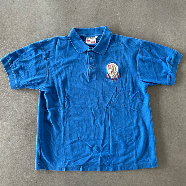 The Big Apple Master Brand Polo Leopard Patch Boxy Shirt 80's - L