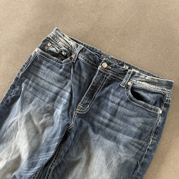 Miss Me Mid Rise Curvy Boot Cut Jeans Embellished Y2K Bling 00's - 36 hover