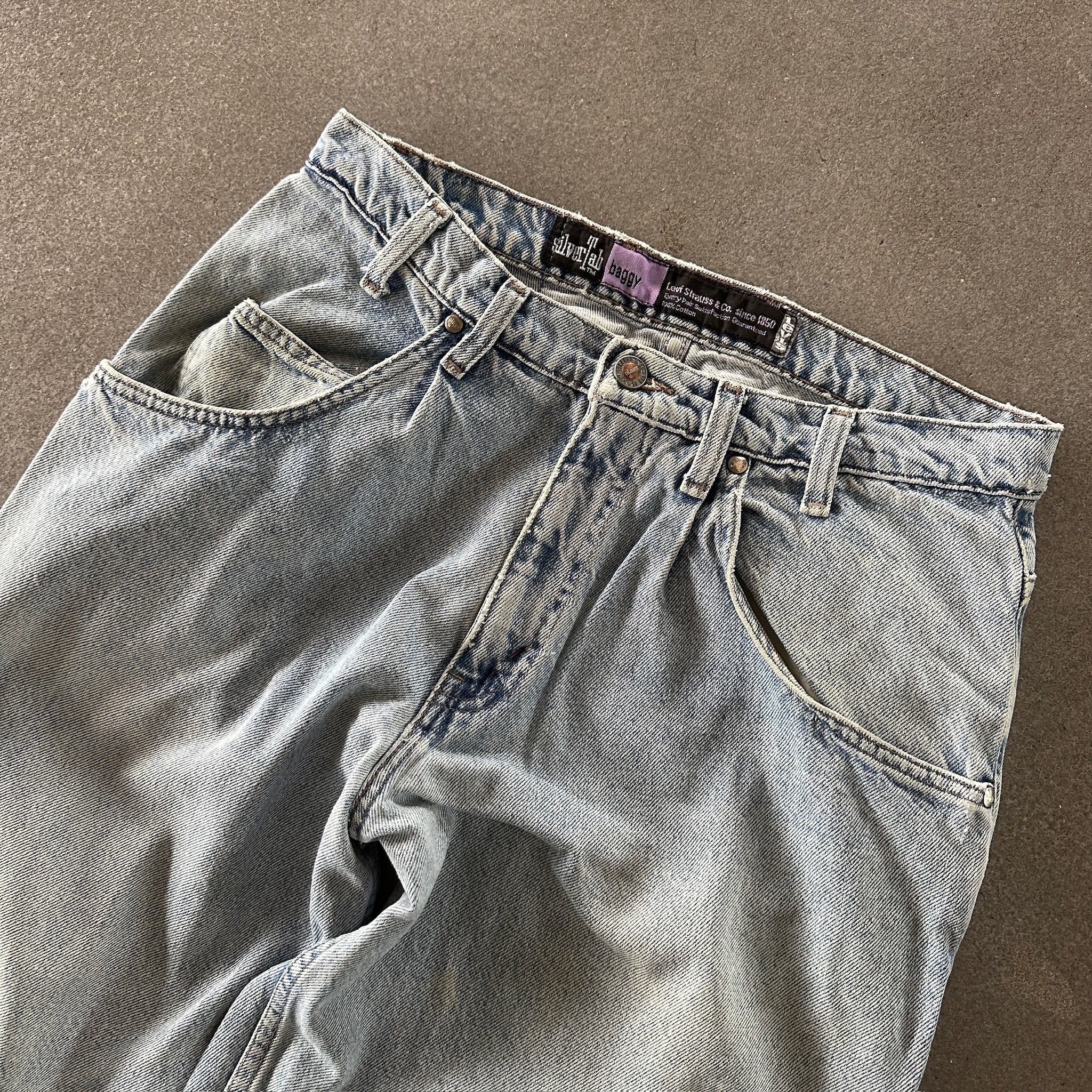 Levis Silvertab Baggy Jeans Distressed Light Wash Jeans Skater USA