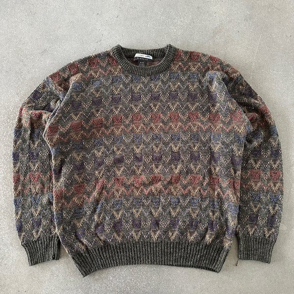 Vintage Geoffrey Beene Abstract Geometric Knit Sweater 90's - XL