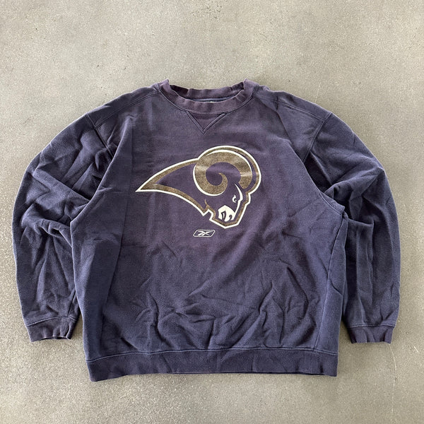 St. Louis Rams Boxy Oversized Reebok Faded Crewneck Sweatshirt 00's - L