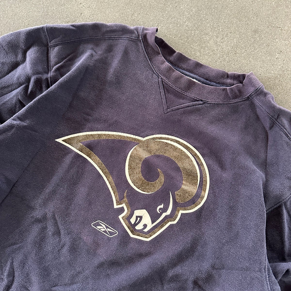 St. Louis Rams Boxy Oversized Reebok Faded Crewneck Sweatshirt 00's - L hover