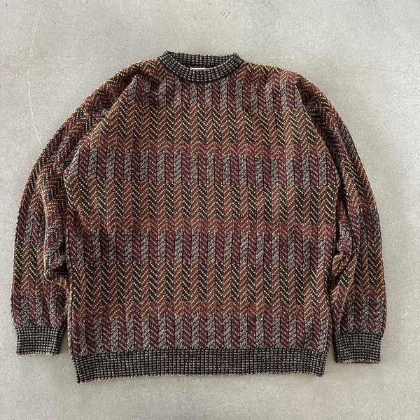 Natural Issues Knit Abstract Geometric Sweater Grandpa Cosby 90's - L