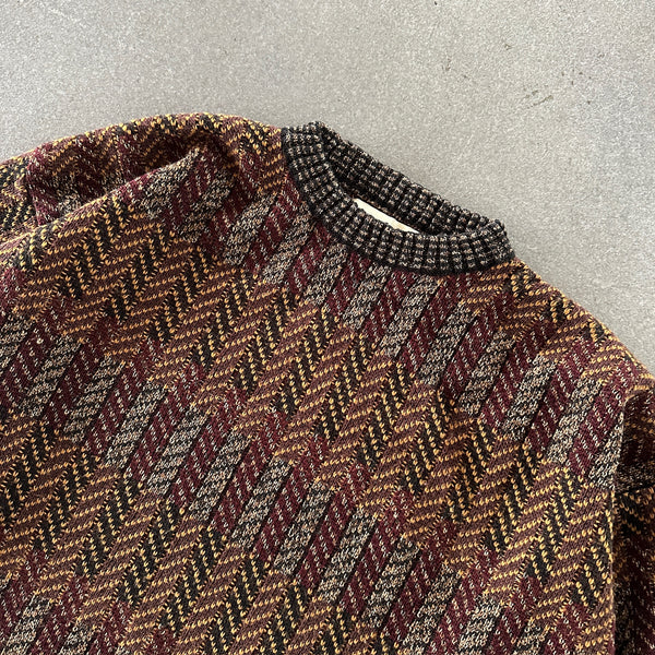 Natural Issues Knit Abstract Geometric Sweater Grandpa Cosby 90's - L hover