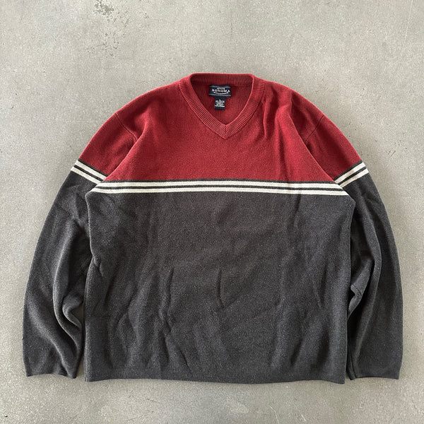 Sonoma Heavyweight Surf Skate Stripe Two Tone Sweater 90's - L