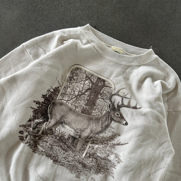Cotton Grove Nature Deer Scenic Graphic Heavyweight Sweatshirt Crewneck 90's - L hover