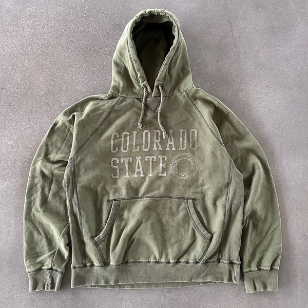 Colorado State University Faded Heavyweight Hoodie Blue84 00's - L