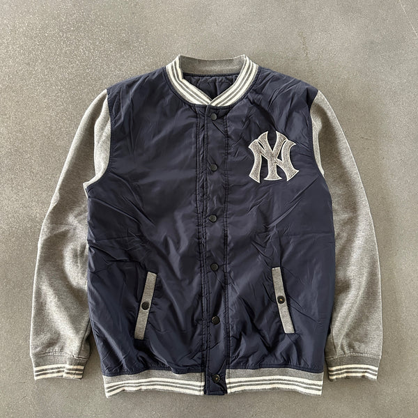 New York Yankees Snap Button Front Quilted Bomber Jacket 90's - M