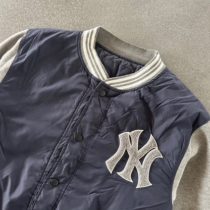 New York Yankees Snap Button Front Quilted Bomber Jacket 90's - M